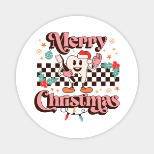 Merry Christmas Dentistry Tooth With Santa Hat Magnet